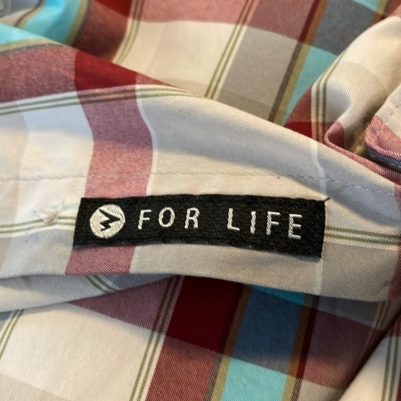 Marmot Short Sleeve Button Up Plaid Red Turquoise Teal White Men’s XL - Picture 7 of 7